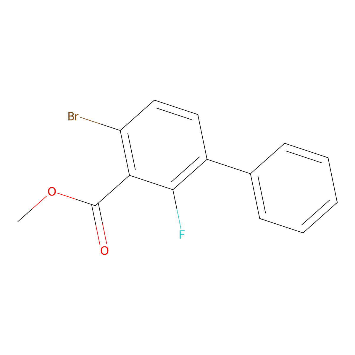 Methyl 4-bromo-2-fluoro-[1,1'-biphenyl]-3-carboxylate molecular structure, CAS 2734777-88-7