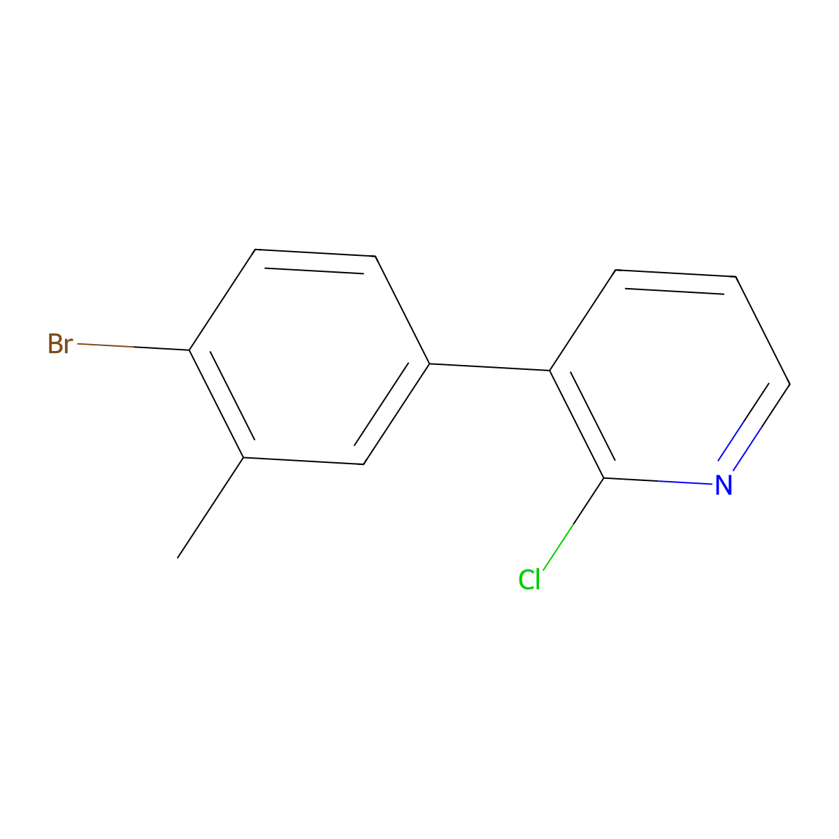 3-(4-Bromo-3-methylphenyl)-2-chloropyridine molecular structure, CAS 2734777-91-2
