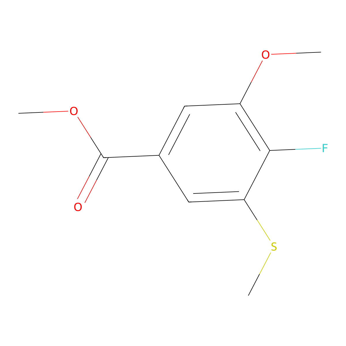Methyl 4-fluoro-3-methoxy-5-(methylthio)benzoate molecular structure, CAS 2734778-01-7