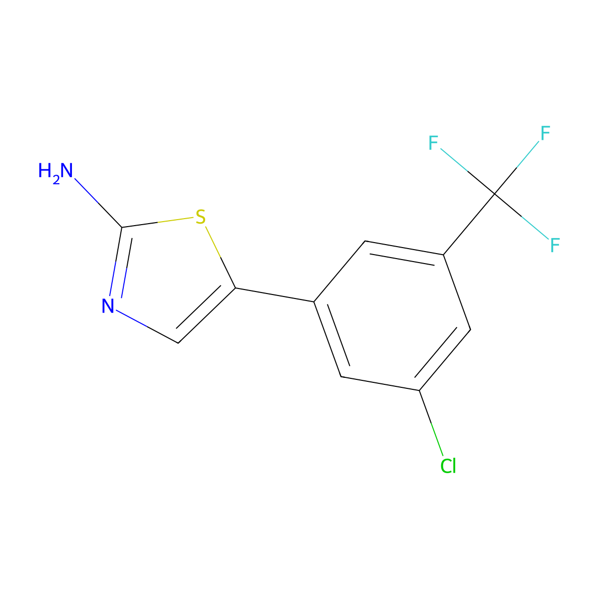 5-(3-Chloro-5-(trifluoromethyl)phenyl)thiazol-2-amine molecular structure, CAS 2734778-02-8