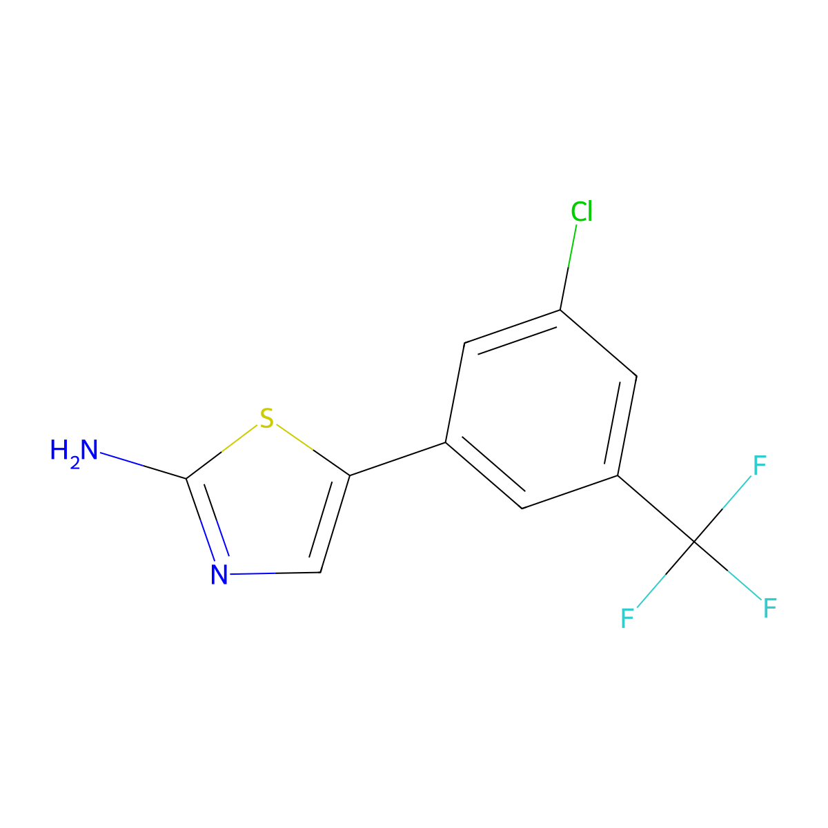 5-(3-Chloro-5-(trifluoromethyl)phenyl)thiazol-2-amine molecular structure, CAS 2734778-02-8