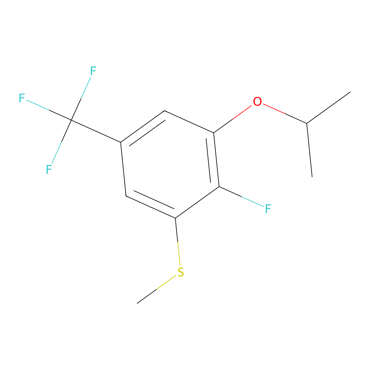 (2-Fluoro-3-isopropoxy-5-(trifluoromethyl)phenyl)(methyl)sulfane molecular structure, CAS 2734778-05-1
