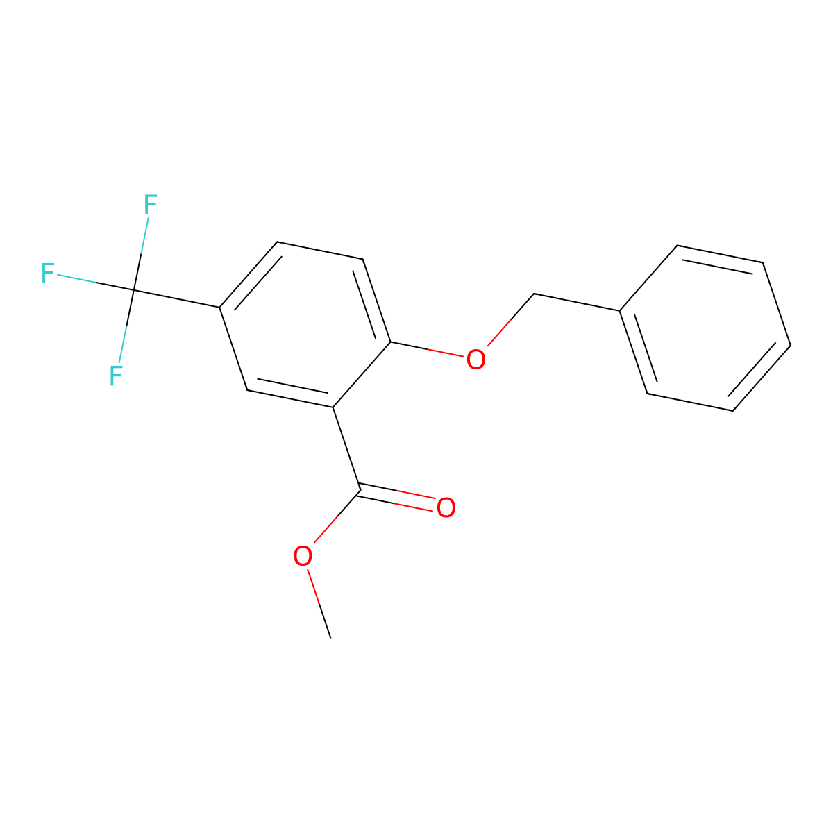 Methyl 2-(benzyloxy)-5-(trifluoromethyl)benzoate molecular structure, CAS 2734778-18-6