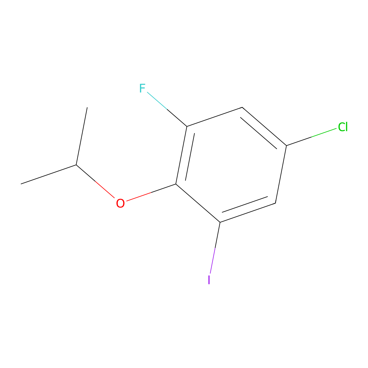 5-Chloro-1-fluoro-3-iodo-2-isopropoxybenzene molecular structure, CAS 2734778-22-2