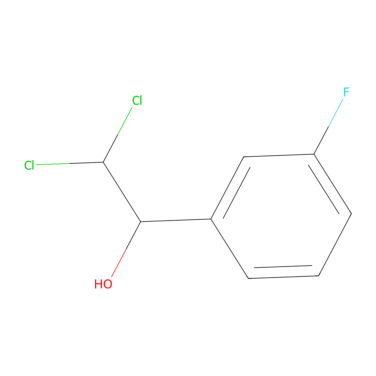 2,2-Dichloro-1-(3-fluorophenyl)ethanol molecular structure, CAS 2734778-24-4
