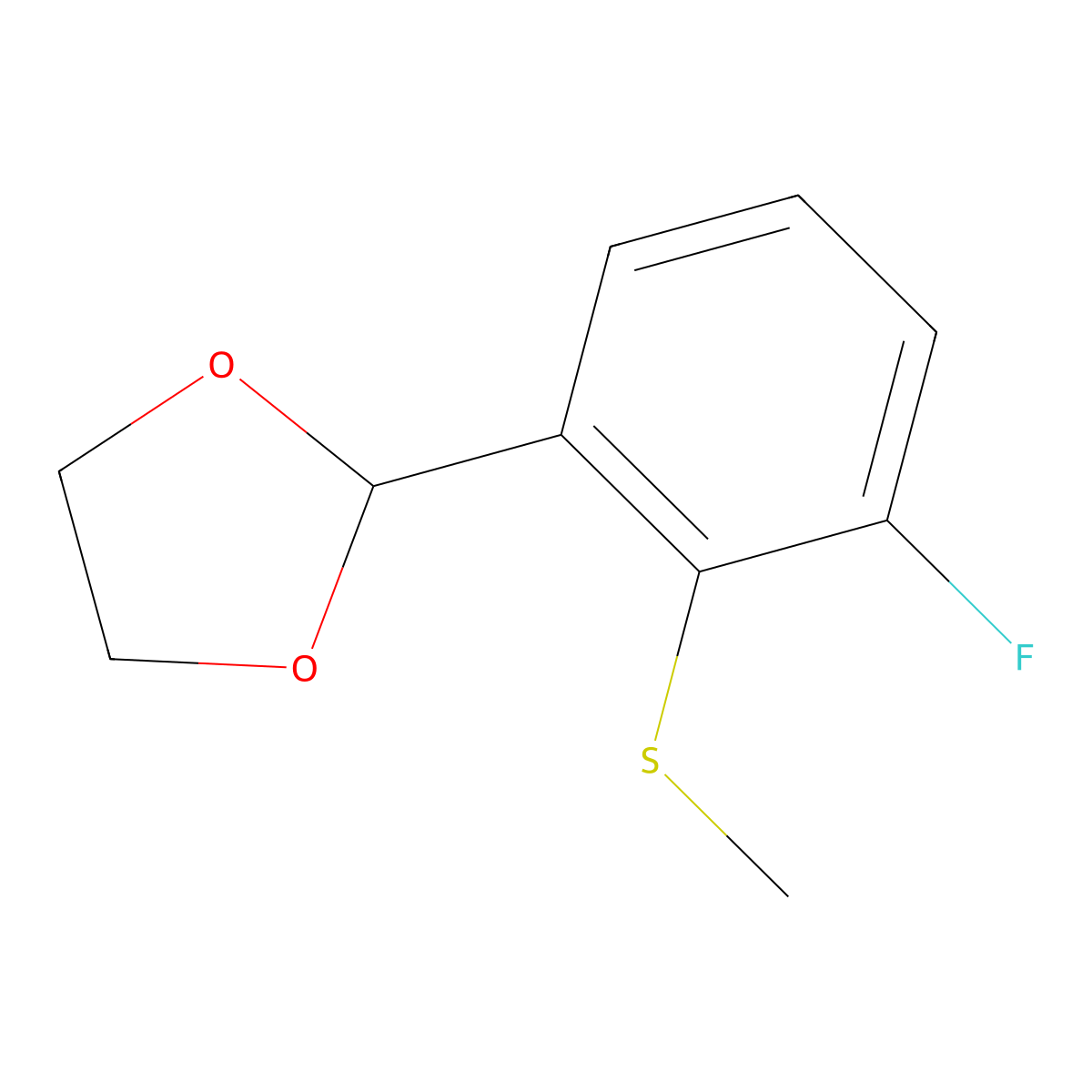 2-(3-Fluoro-2-(methylthio)phenyl)-1,3-dioxolane molecular structure, CAS 2734778-32-4