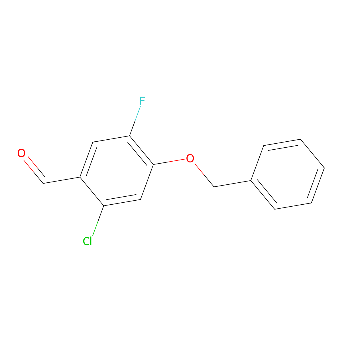 4-(Benzyloxy)-2-chloro-5-fluorobenzaldehyde molecular structure, CAS 2734778-34-6
