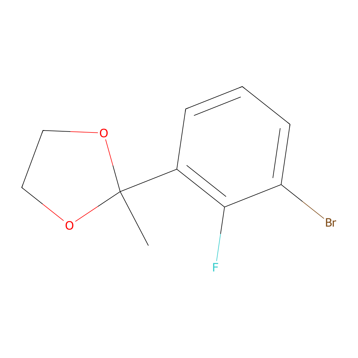 2-(3-Bromo-2-fluorophenyl)-2-methyl-1,3-dioxolane molecular structure, CAS 2734778-39-1