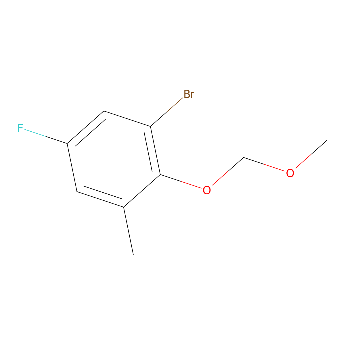 1-Bromo-5-fluoro-2-(methoxymethoxy)-3-methylbenzene molecular structure, CAS 2734778-43-7