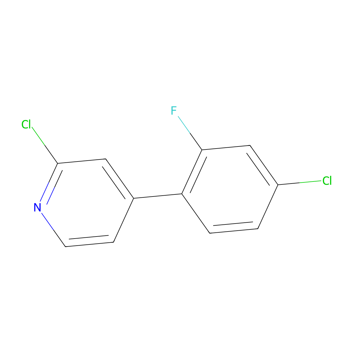2-Chloro-4-(4-chloro-2-fluorophenyl)pyridine molecular structure, CAS 2734778-49-3