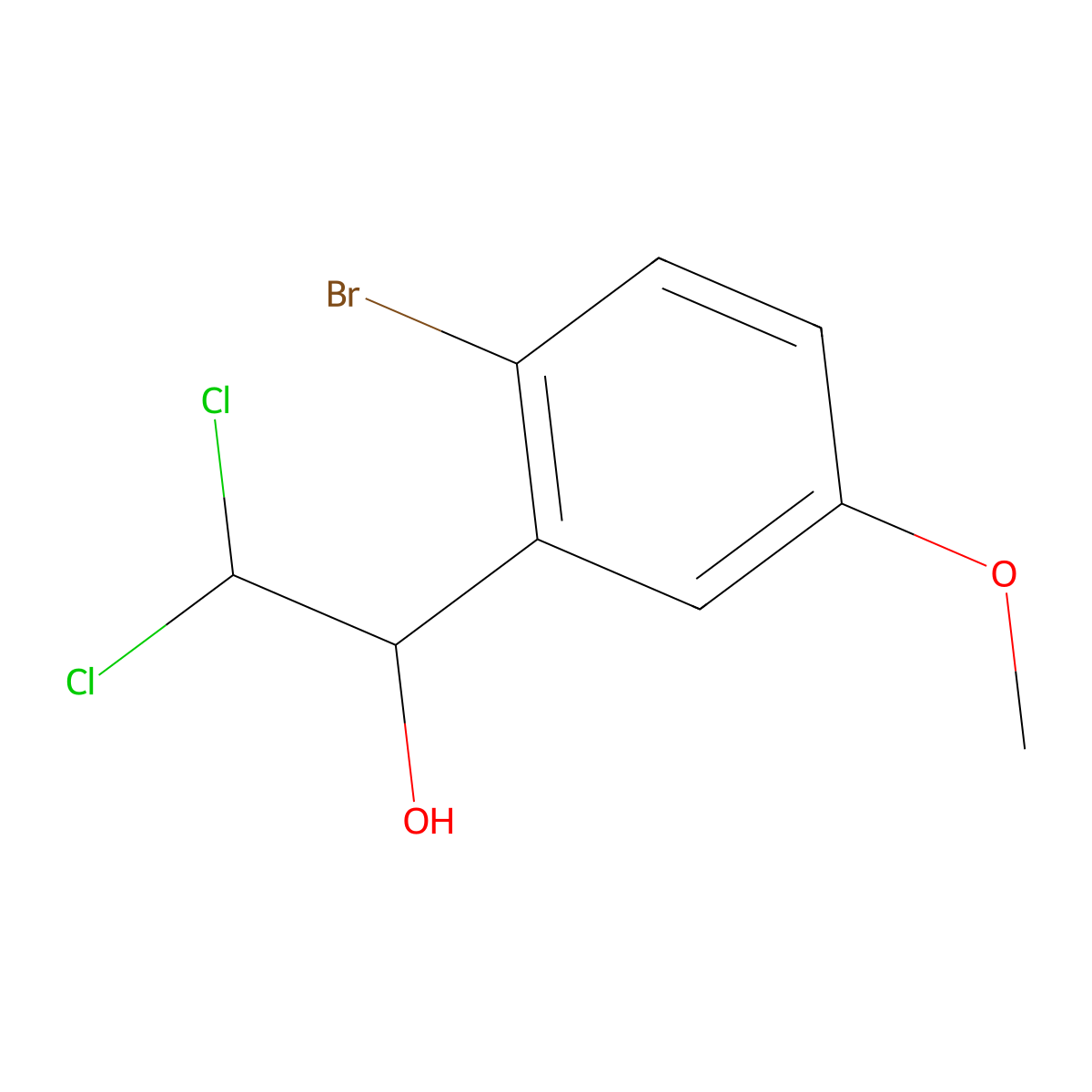 1-(2-Bromo-5-methoxyphenyl)-2,2-dichloroethanol molecular structure, CAS 2734778-53-9