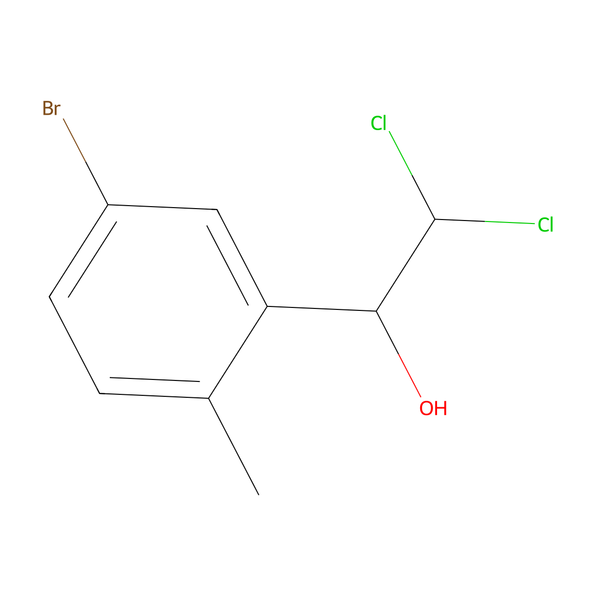 1-(5-Bromo-2-methylphenyl)-2,2-dichloroethanol molecular structure, CAS 2734778-54-0