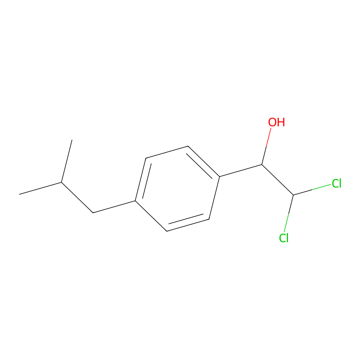 2,2-Dichloro-1-(4-isobutylphenyl)ethanol molecular structure, CAS 2734778-57-3