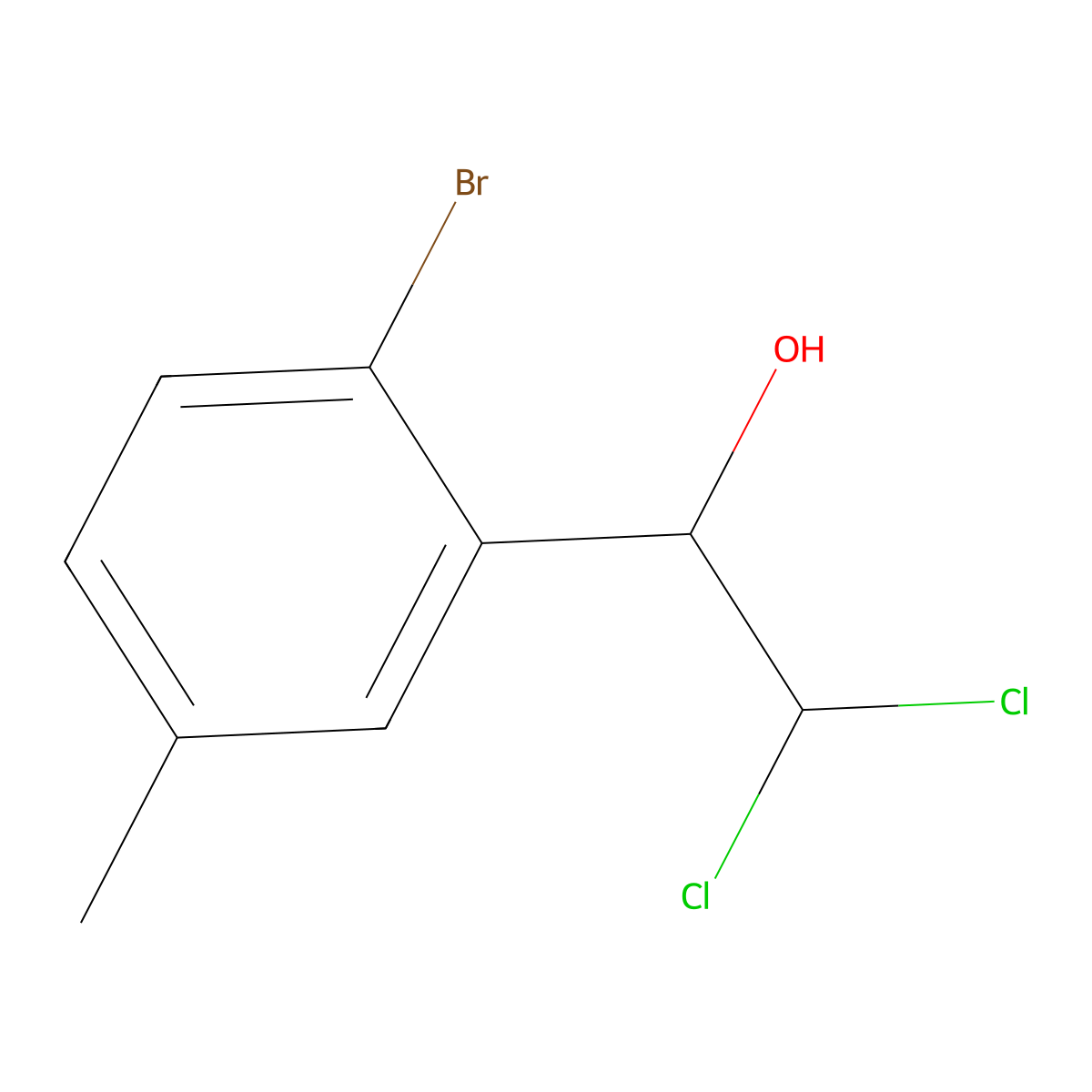 1-(2-Bromo-5-methylphenyl)-2,2-dichloroethanol molecular structure, CAS 2734778-59-5