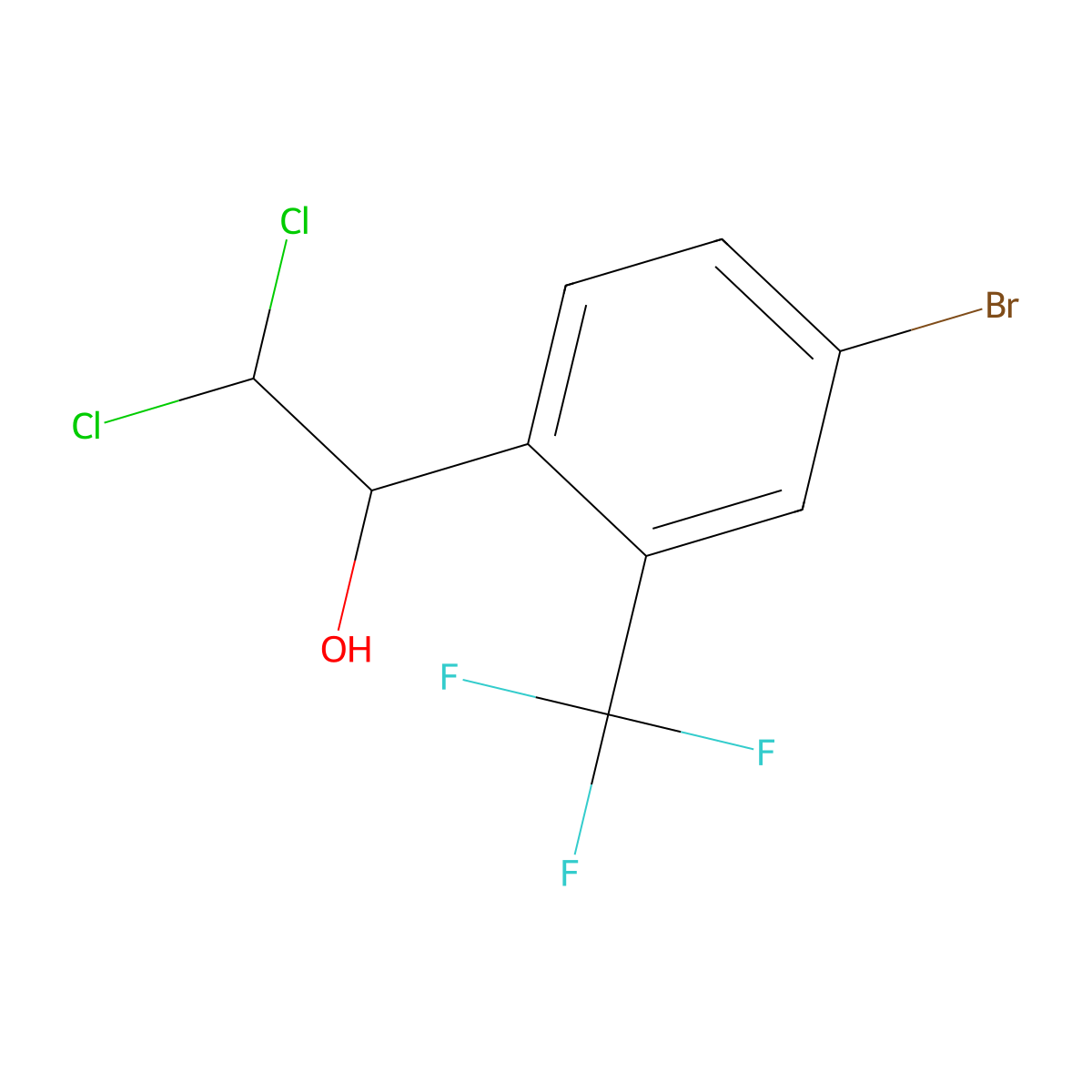 1-(4-Bromo-2-(trifluoromethyl)phenyl)-2,2-dichloroethanol molecular structure, CAS 2734778-60-8
