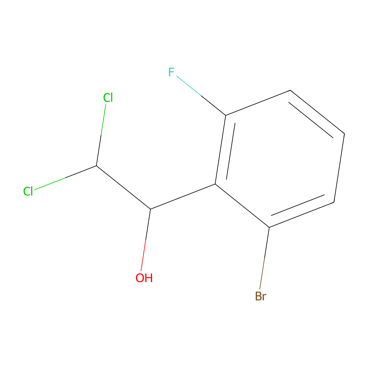 1-(2-Bromo-6-fluorophenyl)-2,2-dichloroethanol molecular structure, CAS 2734778-64-2