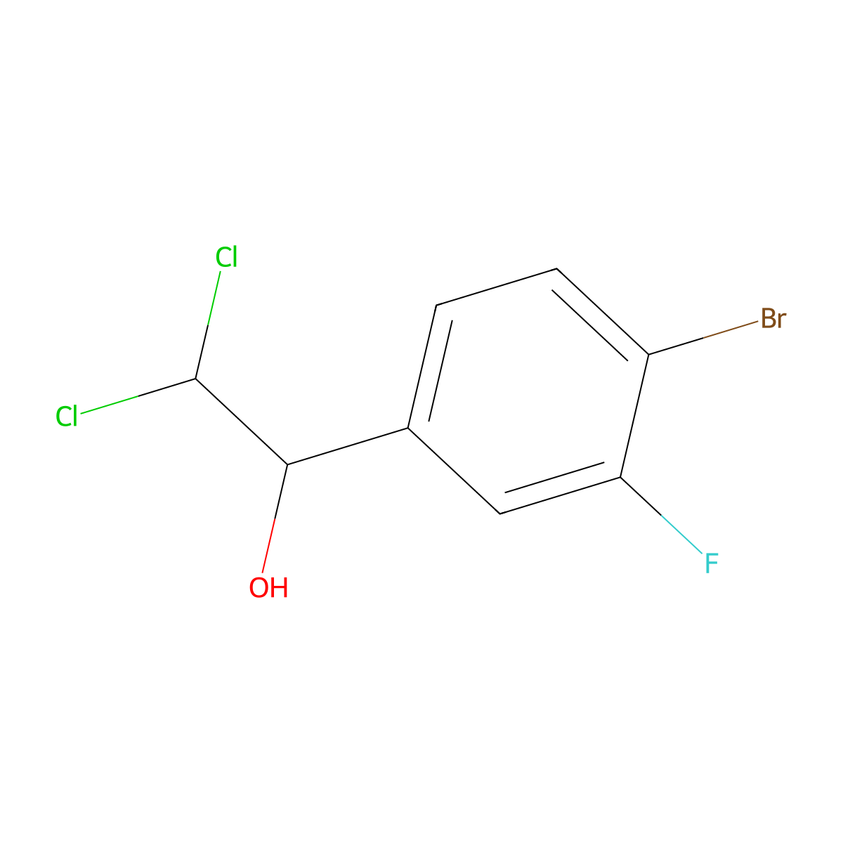 1-(4-Bromo-3-fluorophenyl)-2,2-dichloroethanol molecular structure, CAS 2734778-69-7