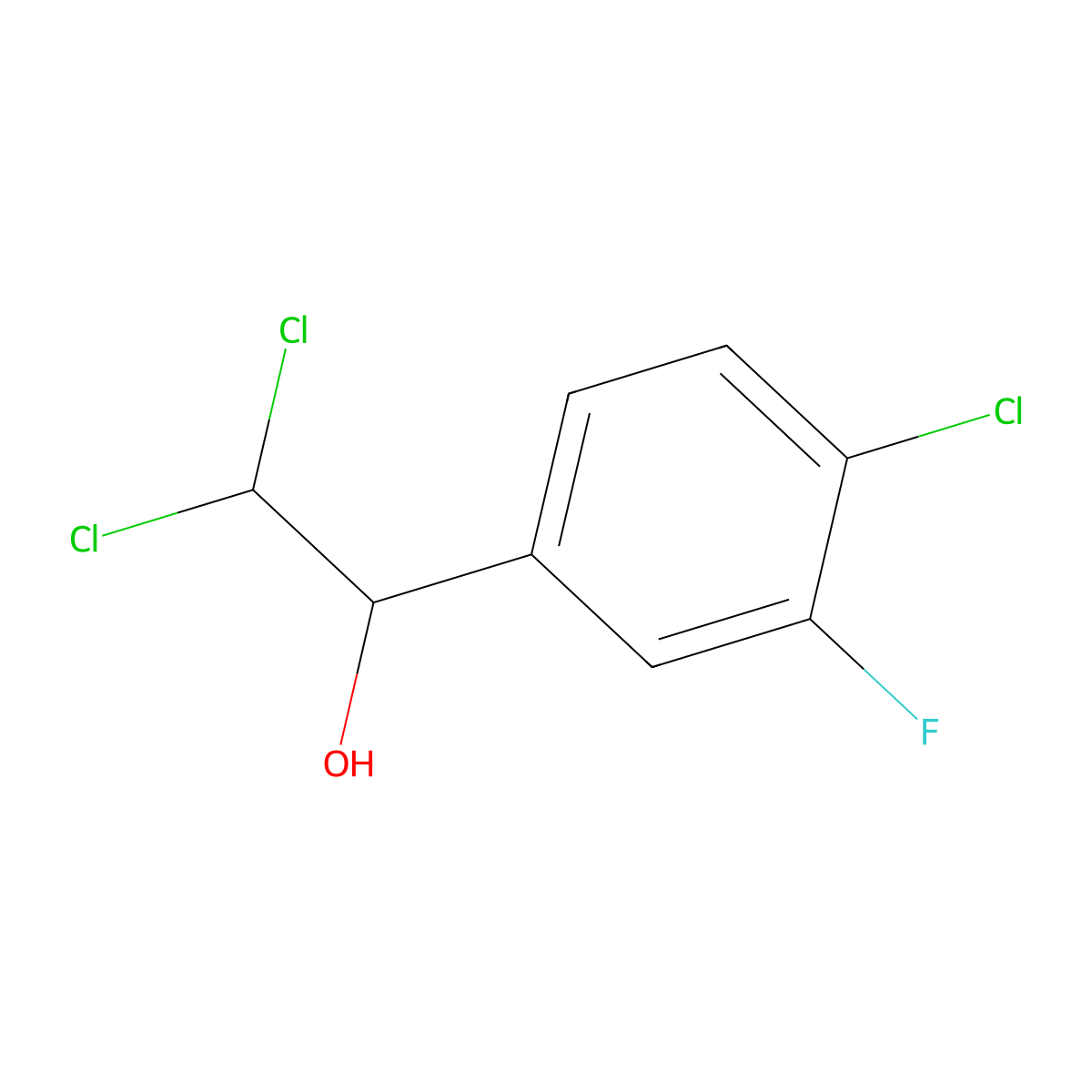 2,2-Dichloro-1-(4-chloro-3-fluorophenyl)ethanol molecular structure, CAS 2734778-70-0