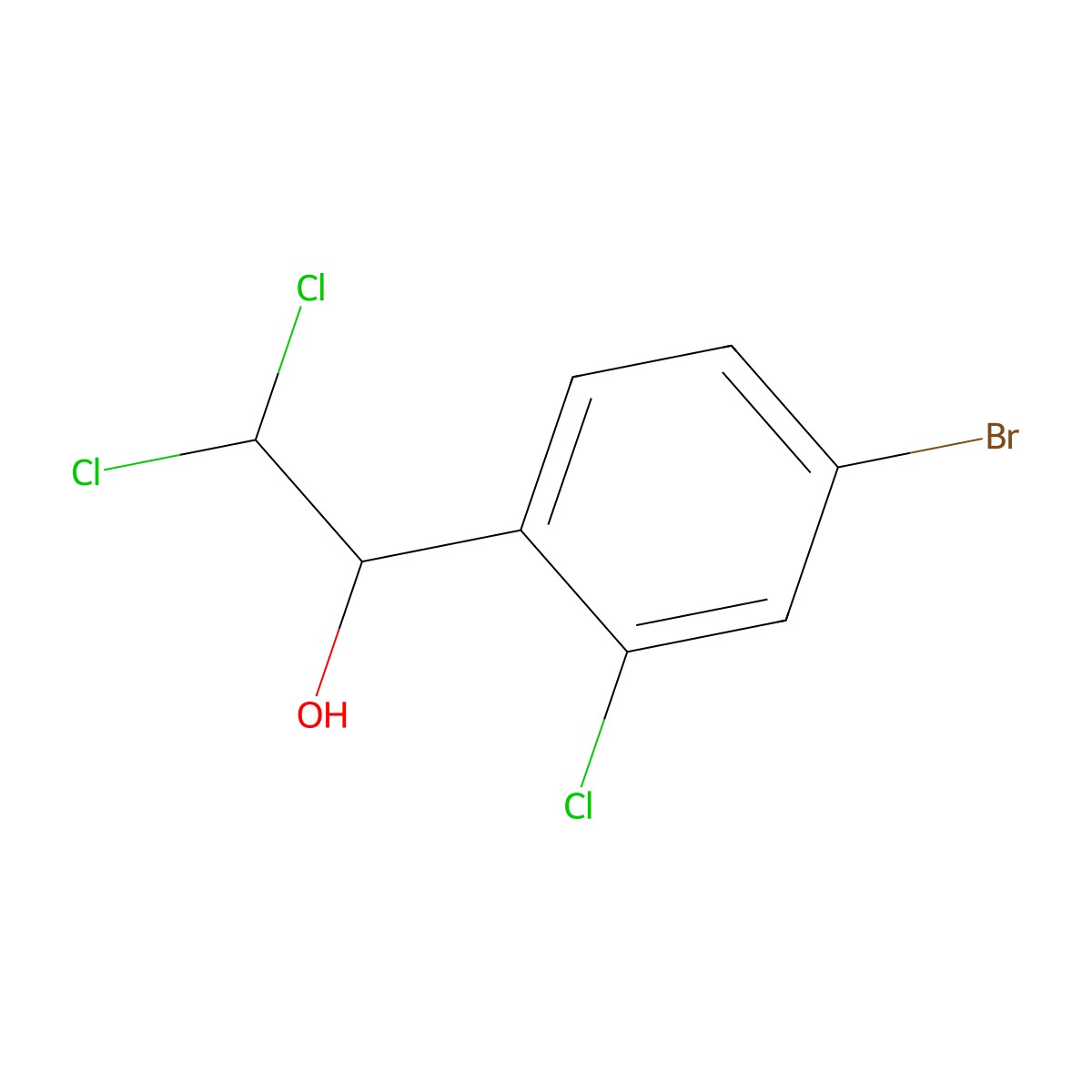 1-(4-Bromo-2-chlorophenyl)-2,2-dichloroethanol molecular structure, CAS 2734778-75-5