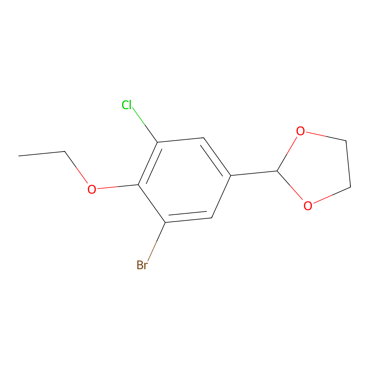 2-(3-Bromo-5-chloro-4-ethoxyphenyl)-1,3-dioxolane molecular structure, CAS 2734778-76-6