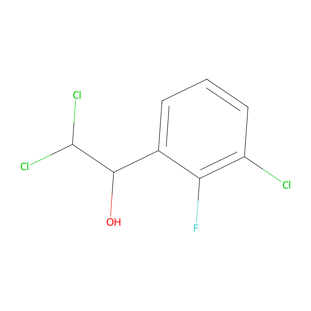 2,2-Dichloro-1-(3-chloro-2-fluorophenyl)ethanol molecular structure, CAS 2734778-77-7