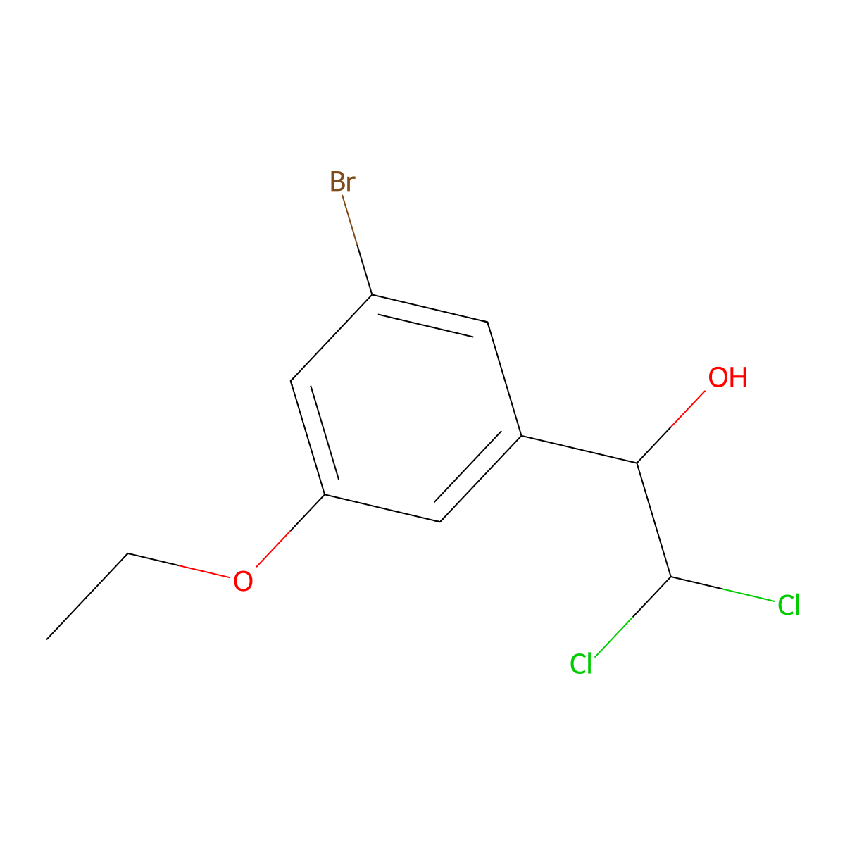 1-(3-Bromo-5-ethoxyphenyl)-2,2-dichloroethanol molecular structure, CAS 2734778-80-2
