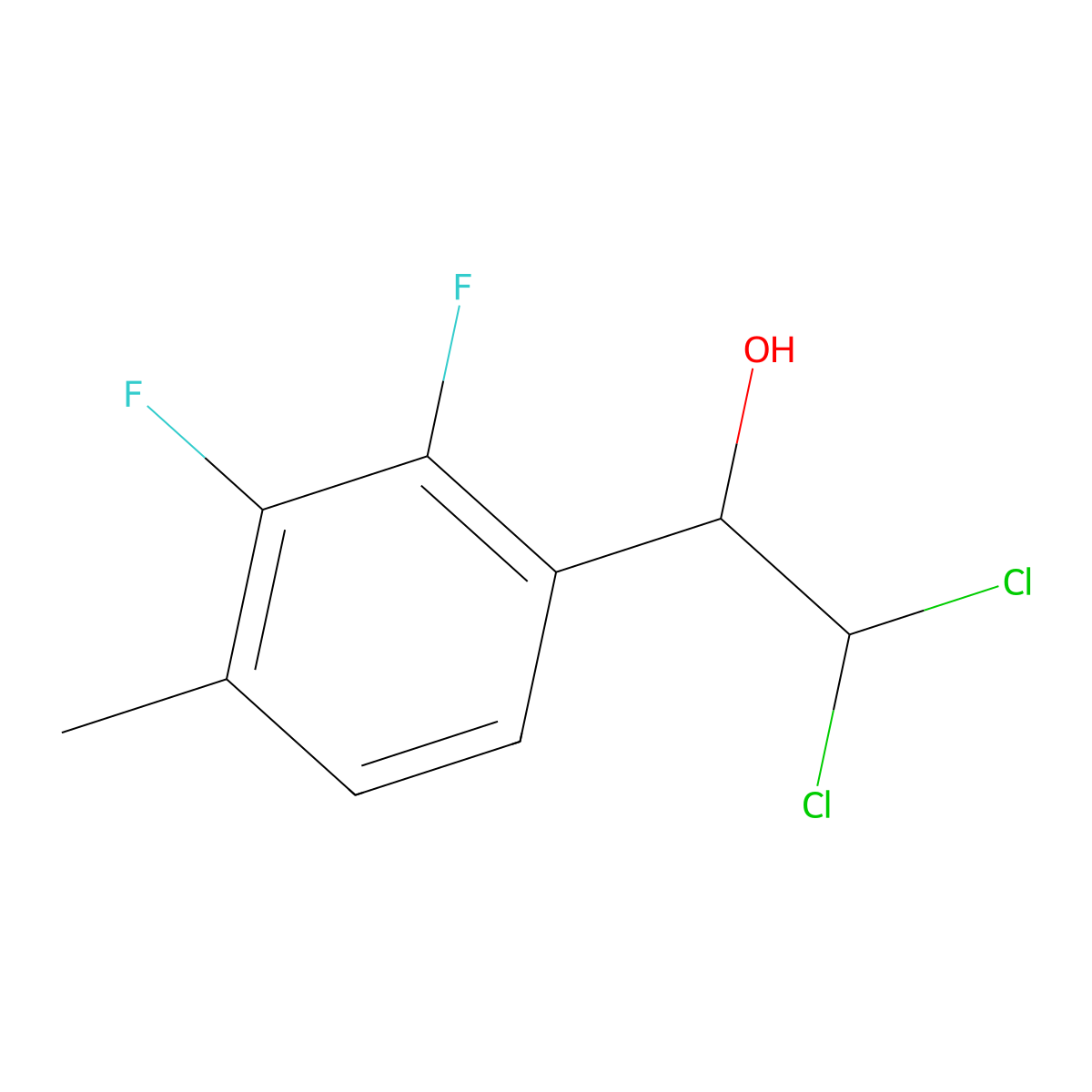 2,2-Dichloro-1-(2,3-difluoro-4-methylphenyl)ethanol molecular structure, CAS 2734778-81-3