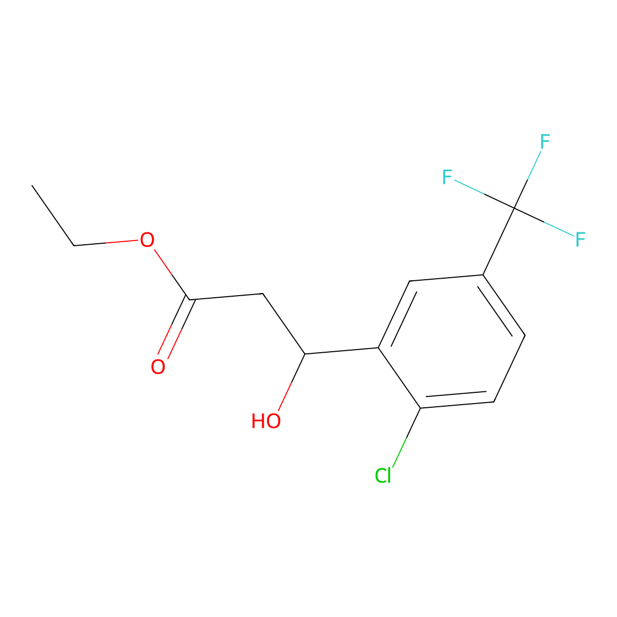 Ethyl 3-(2-chloro-5-(trifluoromethyl)phenyl)-3-hydroxypropanoate molecular structure, CAS 2734778-84-6