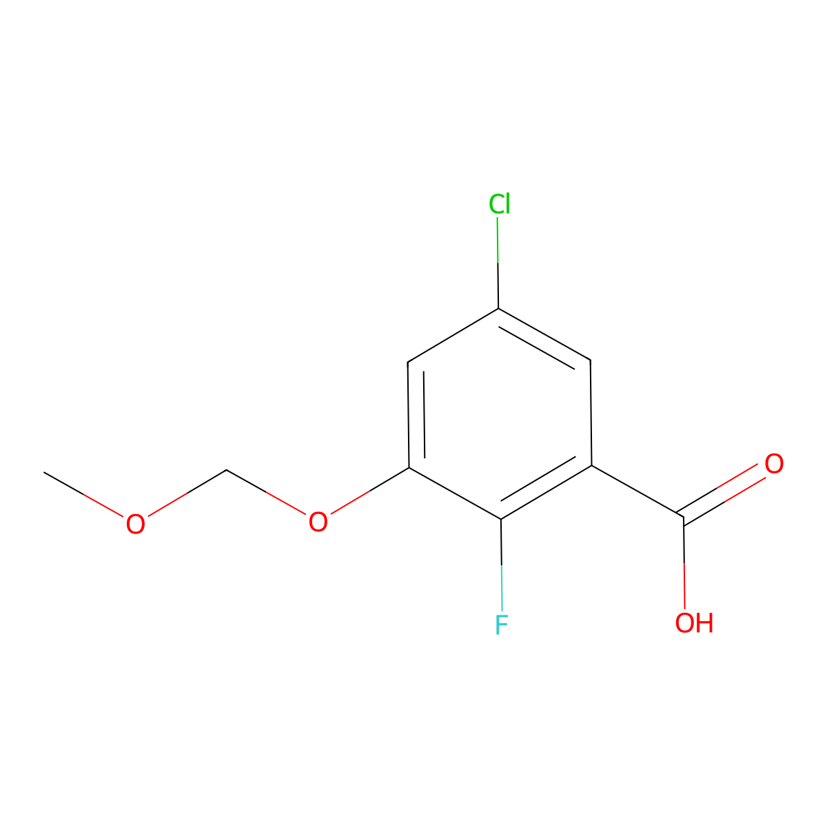 5-Chloro-2-fluoro-3-(methoxymethoxy)benzoic acid molecular structure, CAS 2734778-87-9
