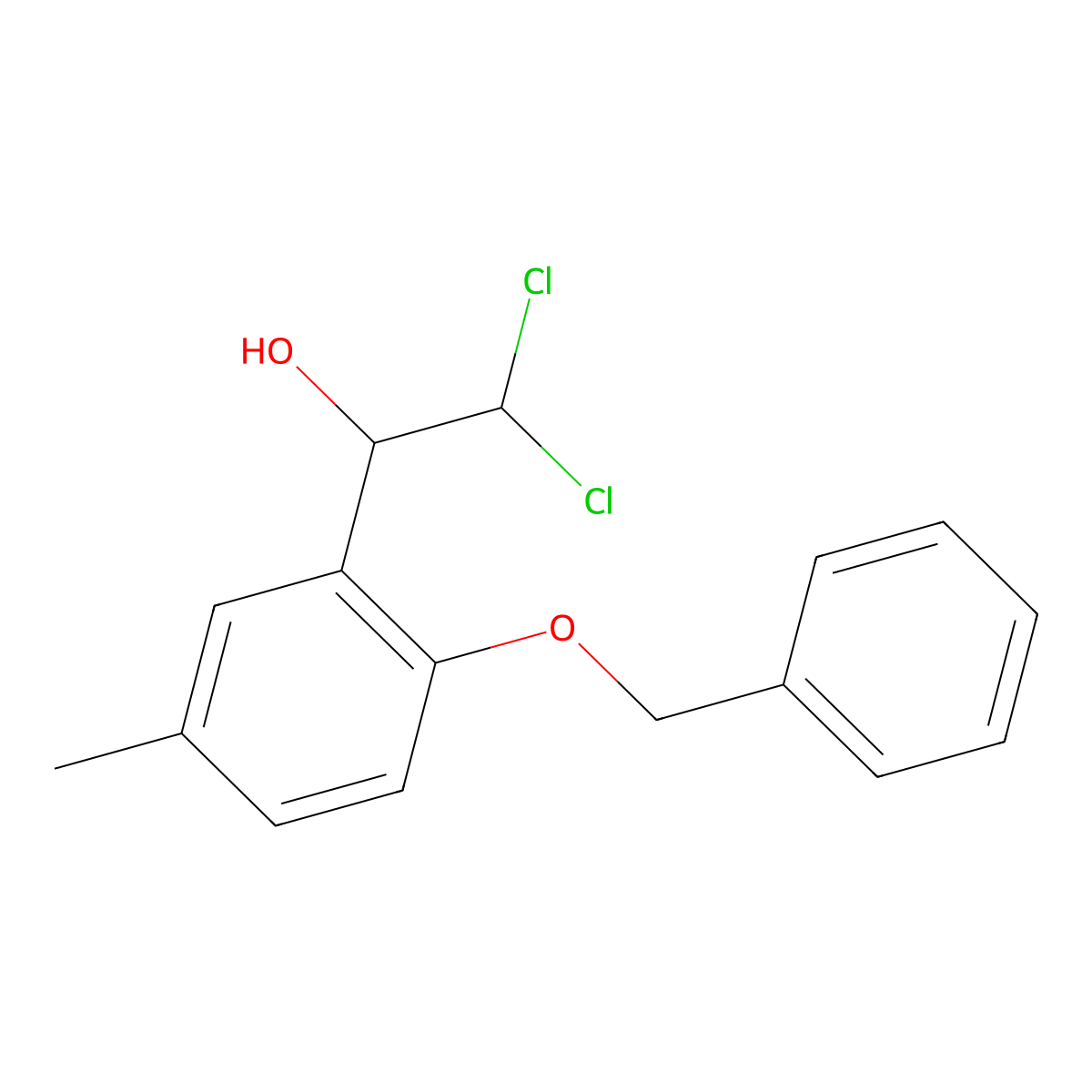 1-(2-(Benzyloxy)-5-methylphenyl)-2,2-dichloroethanol molecular structure, CAS 2734778-90-4