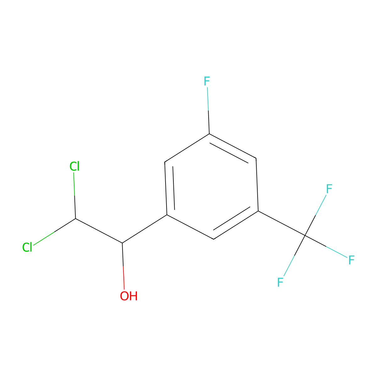 2,2-Dichloro-1-(3-fluoro-5-(trifluoromethyl)phenyl)ethanol molecular structure, CAS 2734778-94-8