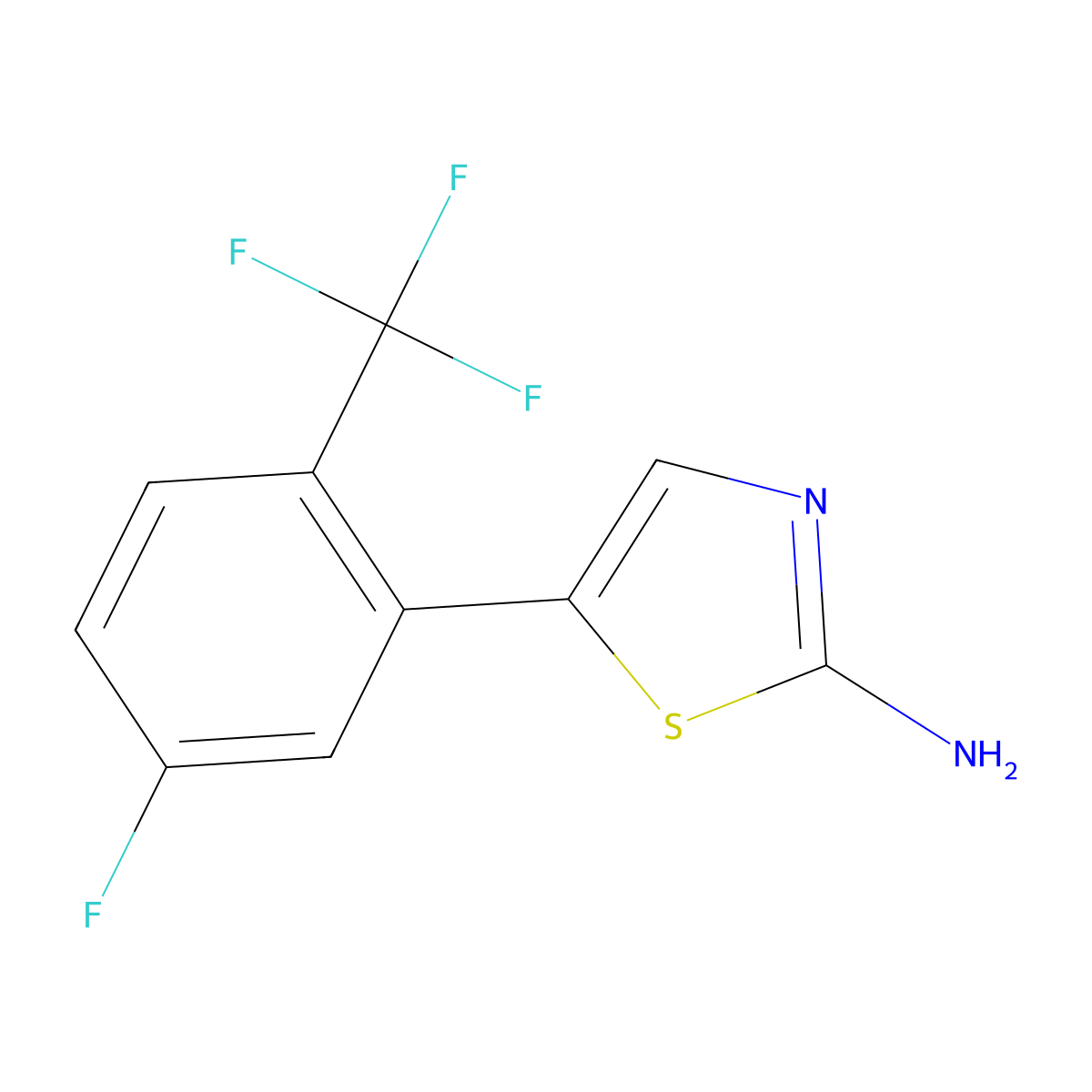 5-(5-Fluoro-2-(trifluoromethyl)phenyl)thiazol-2-amine molecular structure, CAS 2734778-99-3