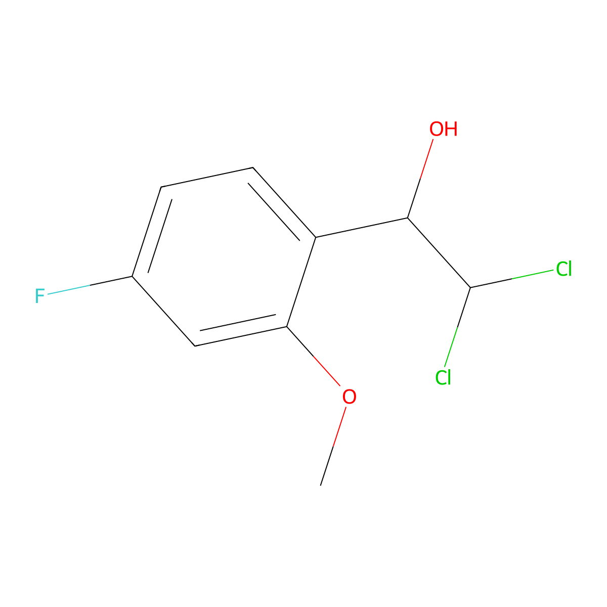 2,2-Dichloro-1-(4-fluoro-2-methoxyphenyl)ethanol molecular structure, CAS 2734779-05-4