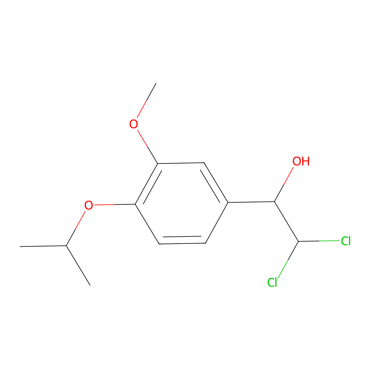 2,2-Dichloro-1-(4-isopropoxy-3-methoxyphenyl)ethanol molecular structure, CAS 2734779-10-1