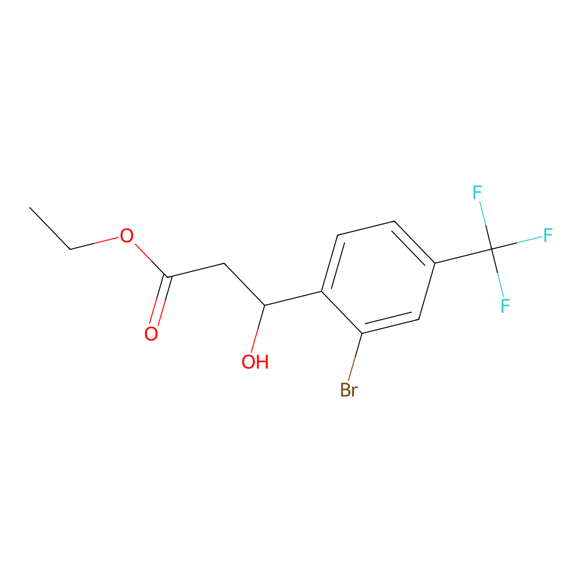 Ethyl 3-(2-bromo-4-(trifluoromethyl)phenyl)-3-hydroxypropanoate molecular structure, CAS 2734779-14-5