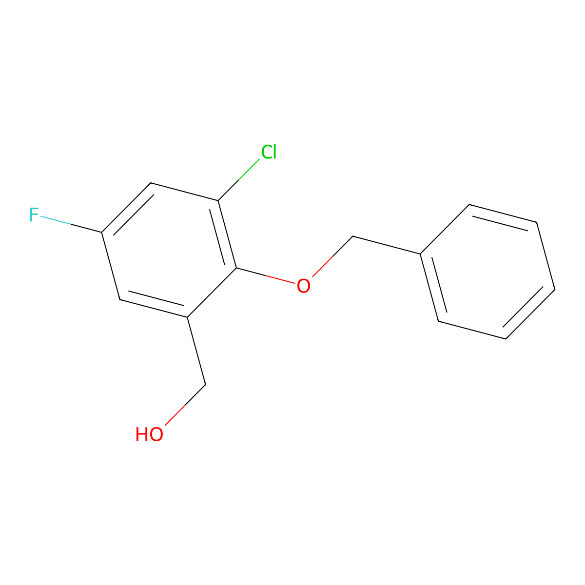 (2-(Benzyloxy)-3-chloro-5-fluorophenyl)methanol molecular structure, CAS 2734779-20-3