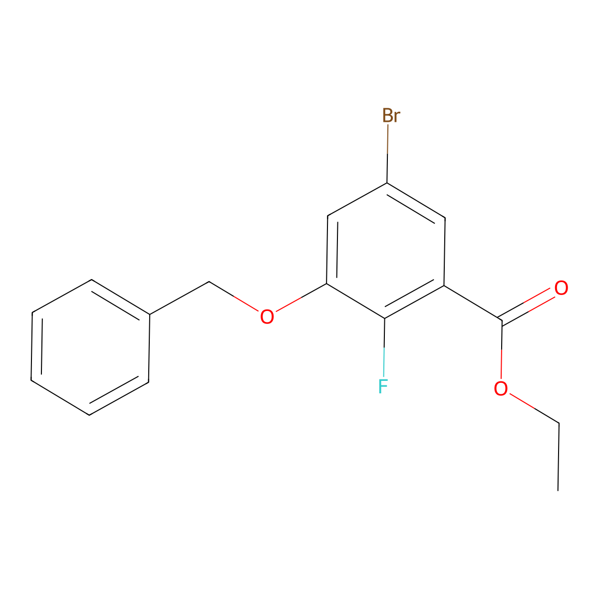Ethyl 3-(benzyloxy)-5-bromo-2-fluorobenzoate molecular structure, CAS 2734779-21-4