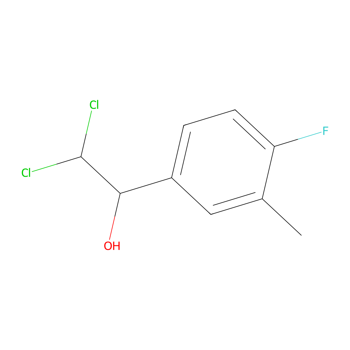 2,2-Dichloro-1-(4-fluoro-3-methylphenyl)ethanol molecular structure, CAS 2734779-26-9