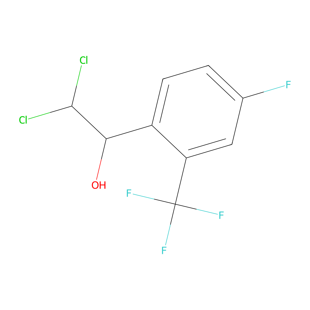 2,2-Dichloro-1-(4-fluoro-2-(trifluoromethyl)phenyl)ethanol molecular structure, CAS 2734779-27-0