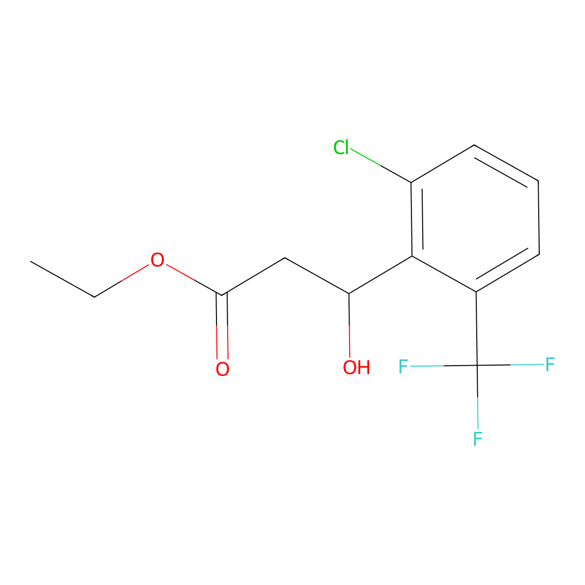Ethyl 3-(2-chloro-6-(trifluoromethyl)phenyl)-3-hydroxypropanoate molecular structure, CAS 2734779-30-5