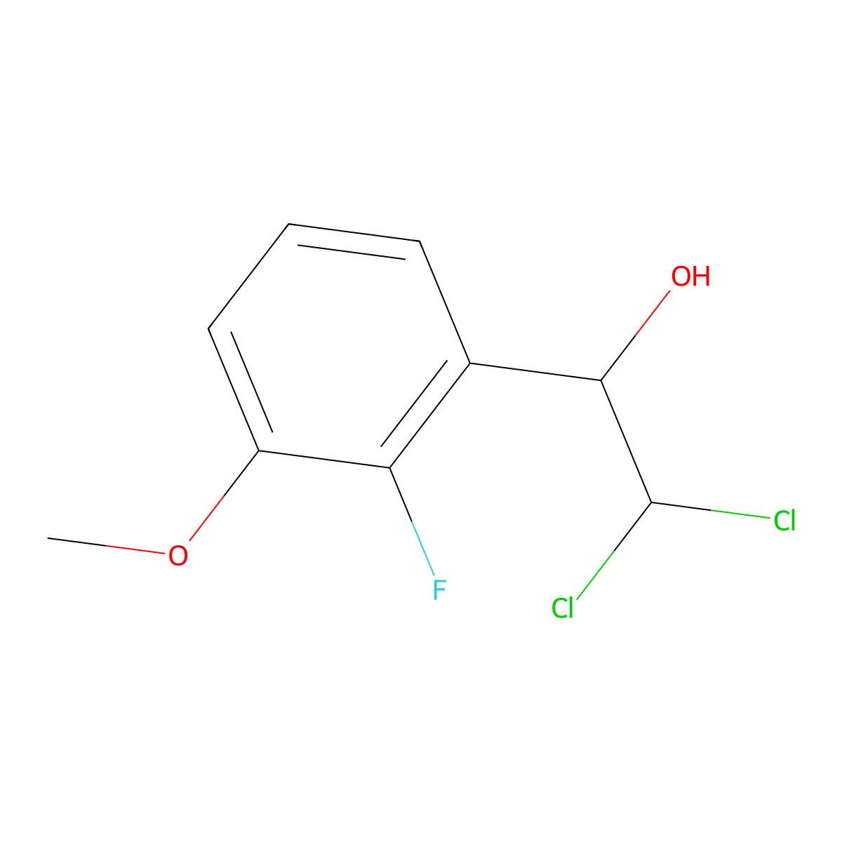 2,2-Dichloro-1-(2-fluoro-3-methoxyphenyl)ethanol molecular structure, CAS 2734779-36-1