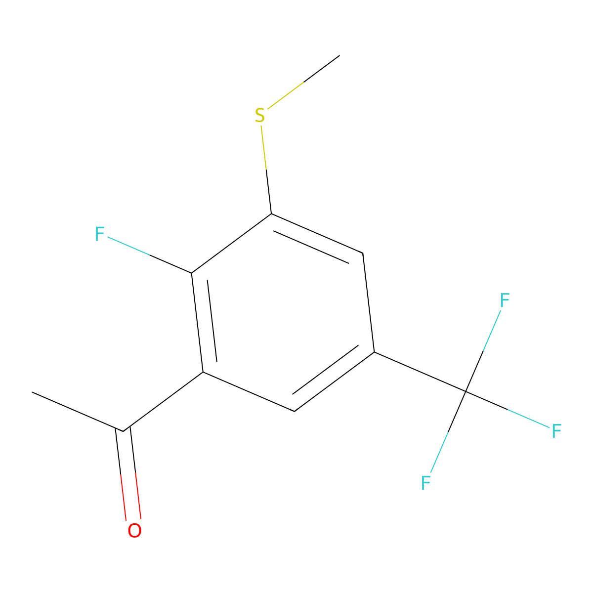 1-(2-Fluoro-3-(methylthio)-5-(trifluoromethyl)phenyl)ethanone molecular structure, CAS 2734779-41-8