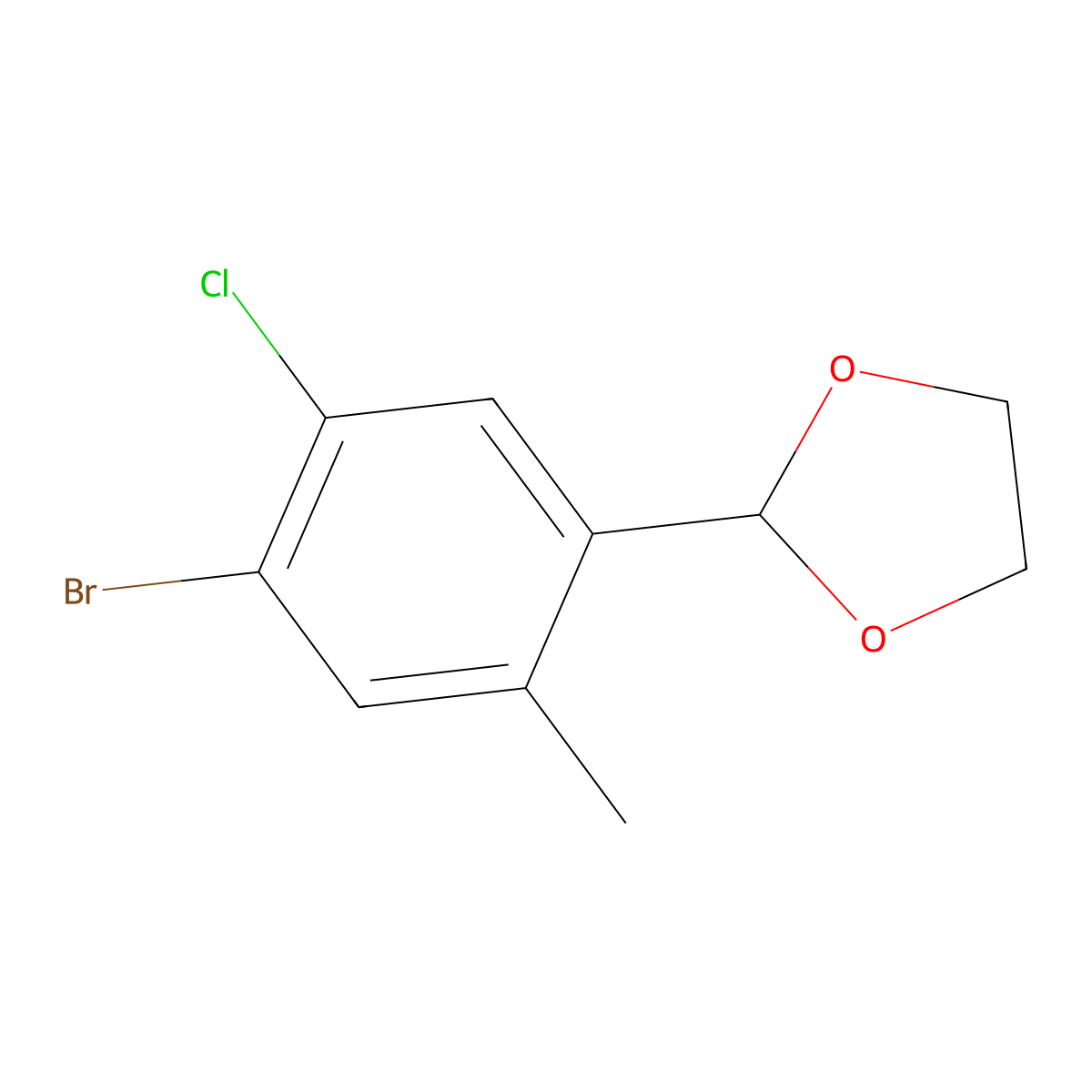 2-(4-Bromo-5-chloro-2-methylphenyl)-1,3-dioxolane molecular structure, CAS 2734779-43-0