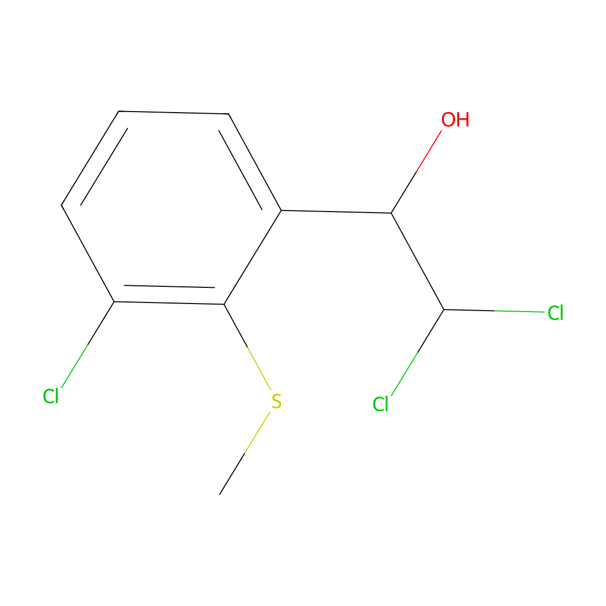 2,2-Dichloro-1-(3-chloro-2-(methylthio)phenyl)ethanol molecular structure, CAS 2734779-46-3