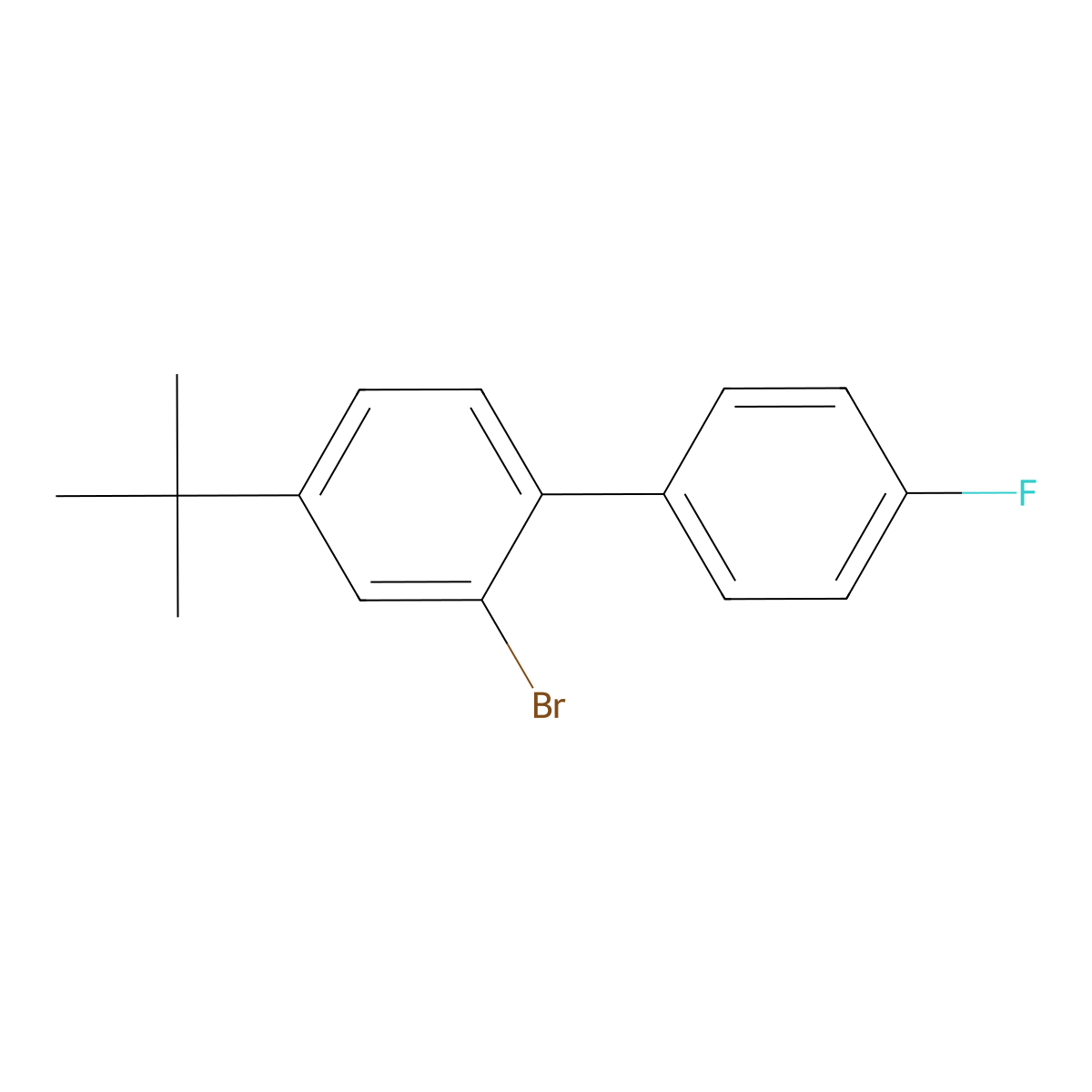 2-Bromo-4-(tert-butyl)-4'-fluoro-1,1'-biphenyl molecular structure, CAS 2734779-47-4