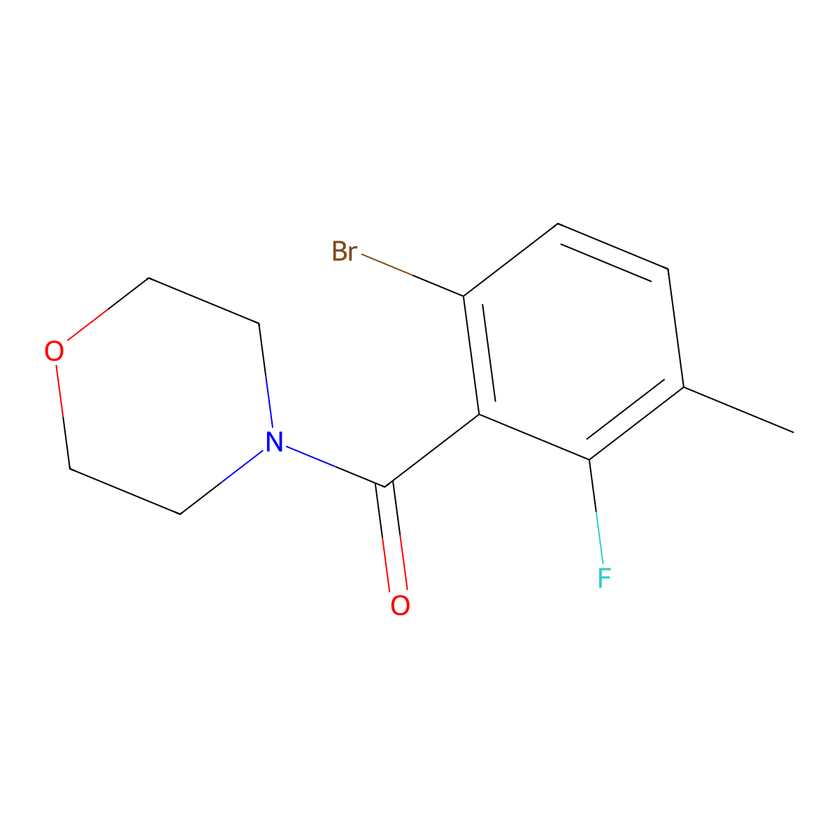 (6-Bromo-2-fluoro-3-methylphenyl)(morpholino)methanone molecular structure, CAS 2734779-55-4