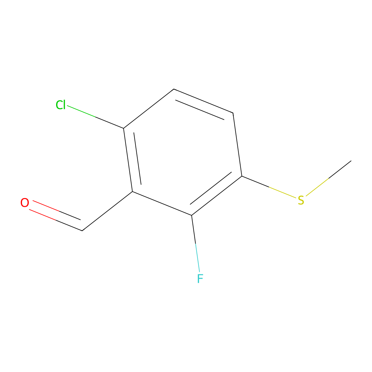 6-Chloro-2-fluoro-3-(methylthio)benzaldehyde molecular structure, CAS 2734779-61-2