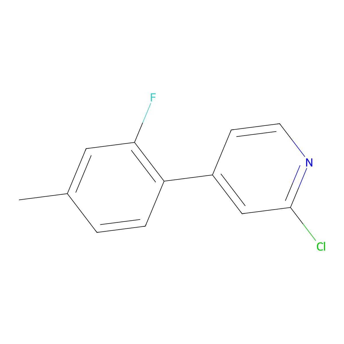 2-Chloro-4-(2-fluoro-4-methylphenyl)pyridine molecular structure, CAS 2734779-62-3