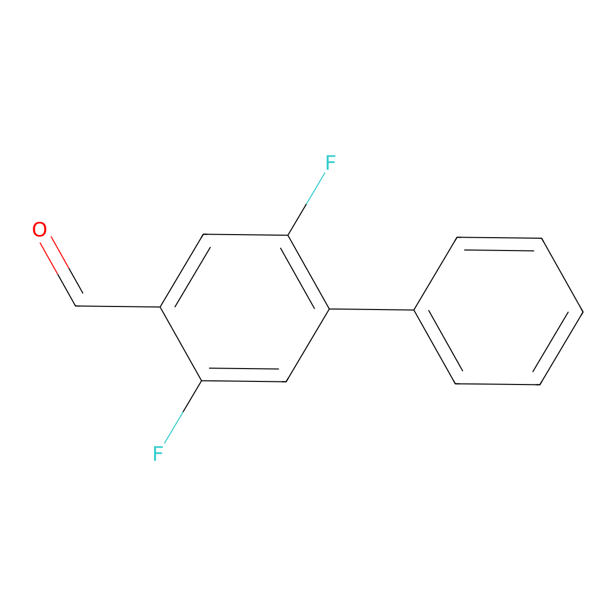 2,5-Difluoro-[1,1'-biphenyl]-4-carbaldehyde molecular structure, CAS 2734779-68-9