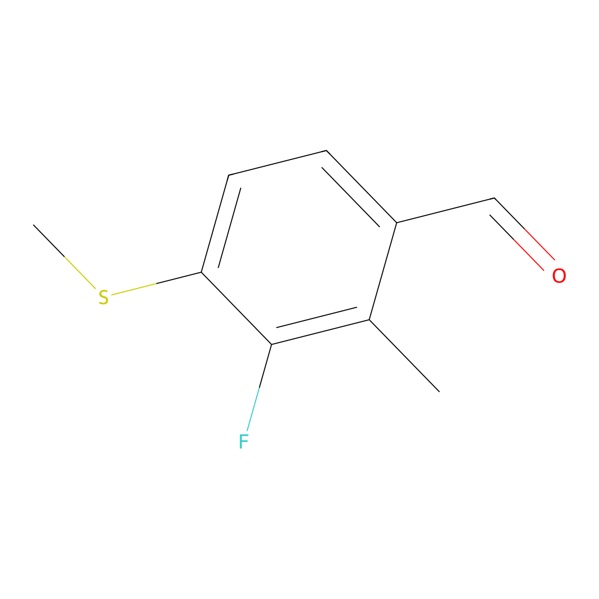 3-Fluoro-2-methyl-4-(methylthio)benzaldehyde molecular structure, CAS 2734779-75-8